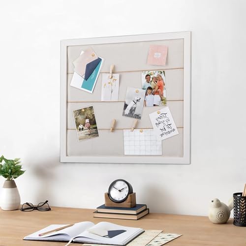 SOFE Rustic White Linen Bulletin Board 28x32
