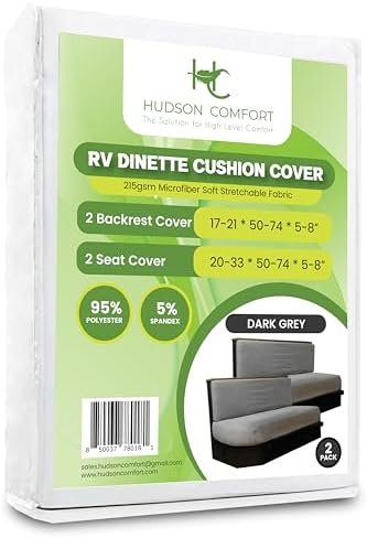 Hudson Comfort RV Dinette Cushion Covers Gray 2 Sets