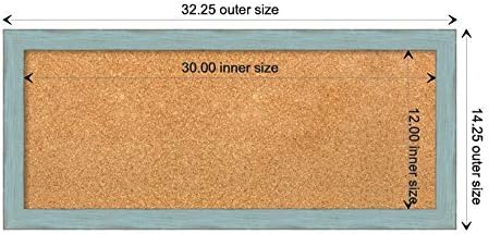 Amanti Art 14x32 Corkboard with Blue Wood Frame