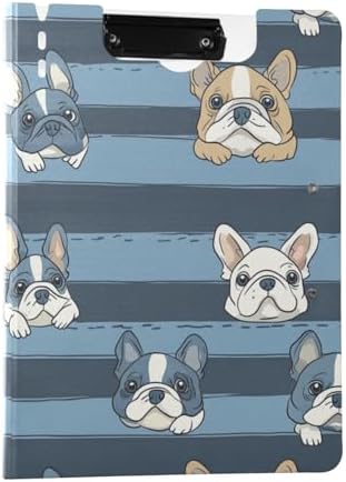 Kcldeci Clipboards Folder with French Bulldog Stripes