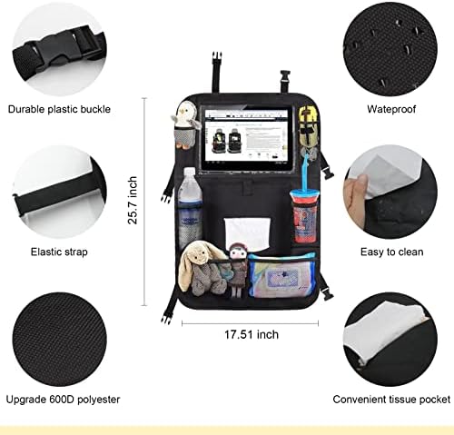 Backseat Car Organizer 2 PCS with Tablet Holder and 8 Pockets