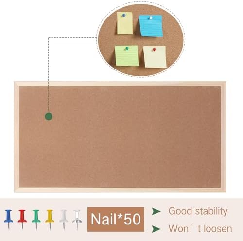 Double Sided Cork Board with Wheels 24 x 47 Inch