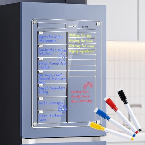 JIXZEN Acrylic Magnetic Weekly Planner 8x12 Inch
