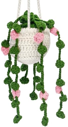 EoaMen Crochet Plant Car Mirror Accessory