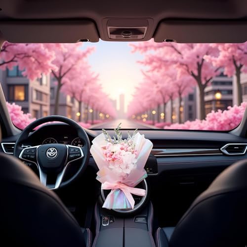 Pink Mini Dried Flowers Bouquet for Car Air Vent Clips