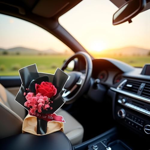 Tustao Red Mini Dried Flower Bouquet for Car Air Vent Clips