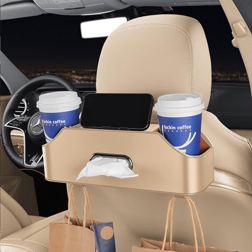 Car Headrest Back Seat Organizer with Cup Holder and Tissue Box
