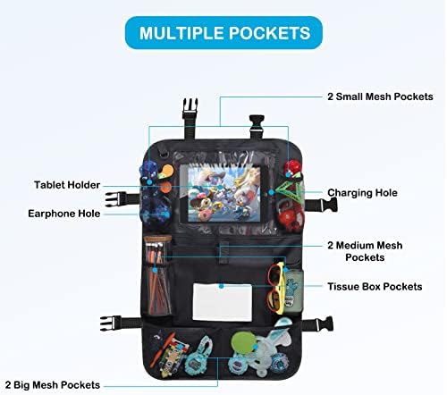 2 Pack Car Backseat Organizer with Tablet Holder and Tissue Box Pockets