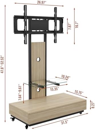 Sharejoyer TV Stand with Sliding Drawer and Wheels