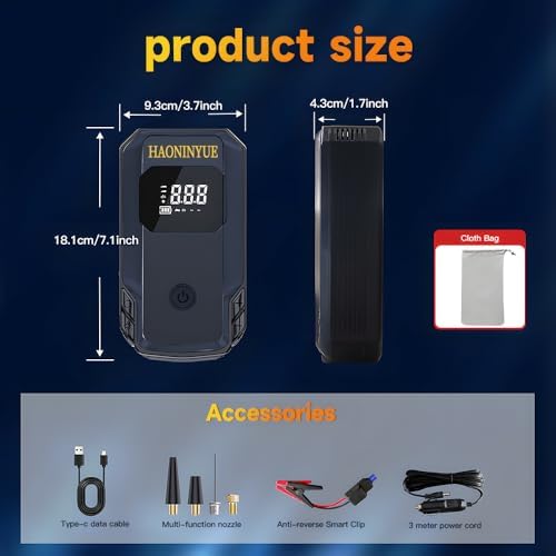 HAONINYUE 12V Emergency Starter with Air Compressor