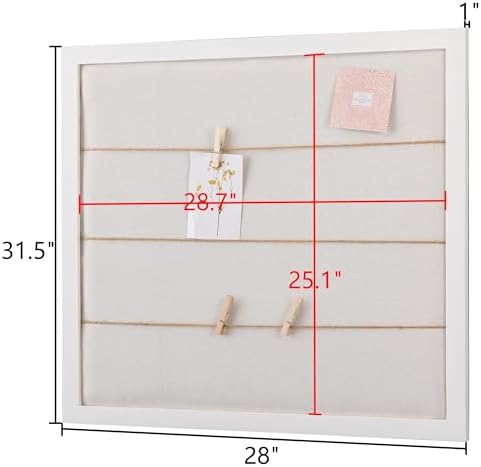 SOFE Rustic White Linen Bulletin Board 28x32