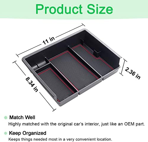 PIMCAR Center Console Organizer Tray Red Trim