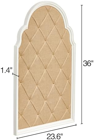 SOFE Arched Bulletin Board 36x24 Inches White Linen Frame
