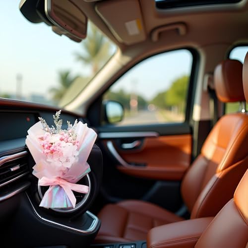 Pink Mini Dried Flowers Bouquet for Car Air Vent