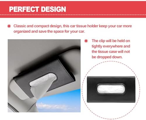 Car Tissue Holder with Mask Clip Visor Mount Black