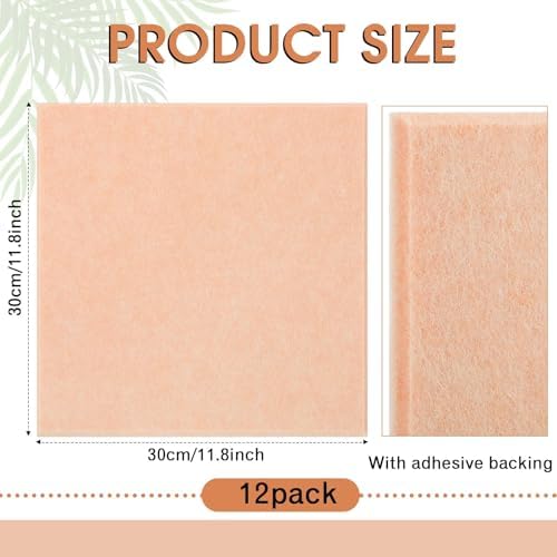 Honoson 12 Pack Light Pink Felt Wall Tiles Bulletin Board