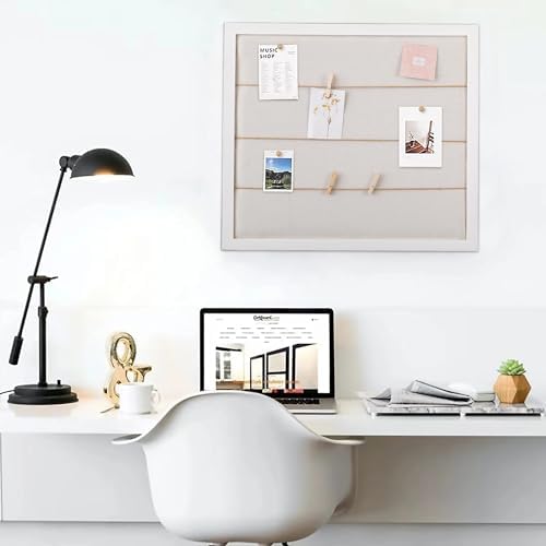 SOFE Rustic White Linen Bulletin Board 28x32