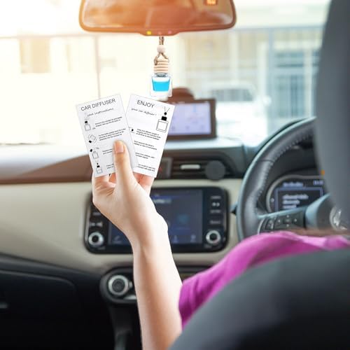 100pcs Clear Glass Car Diffuser Bottles with Lanyard and Instruction Cards