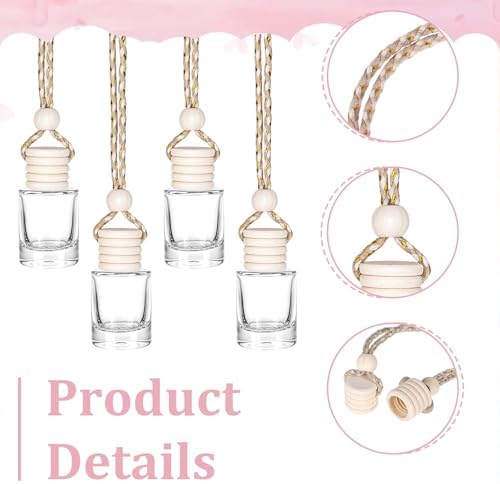 50pcs Cylindrical Empty Glass Air Freshener Bottle with Wooden Cap and String