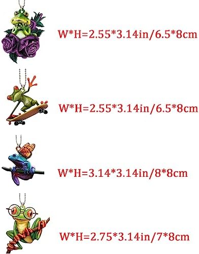 4 Pcs Acrylic Frog Car Mirror Hanging Decorations