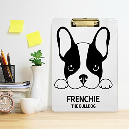 Eionryn Cute French Bulldog Clipboard Silver A4 Size