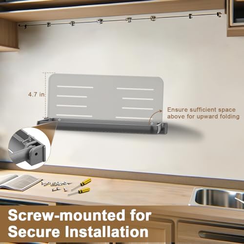 Safoner RV Aluminum Fold-Down Wall Shelf - Space-Saving Interior Organizer