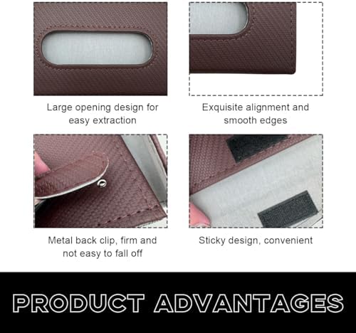 Car Tissue Holder with Leather Design and Memory Metal Clip