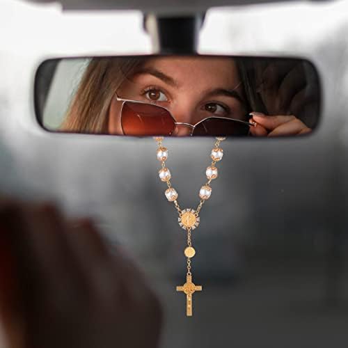 Cobee Car Rosary Set for Rearview Mirror Gold