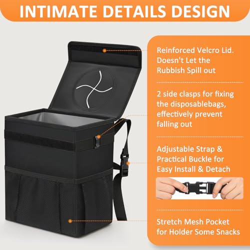 Vankor Car Trash Can Bin with Lid Hanging for Back Seat