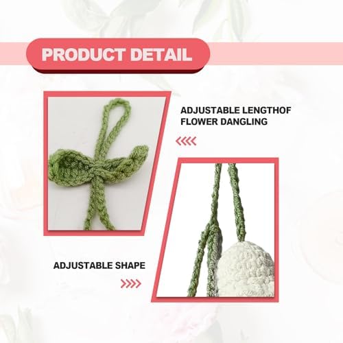 Cute Crochet Flora Flower Car Mirror Ornament White