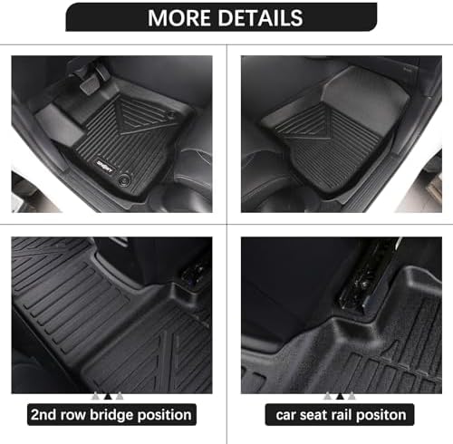 GINOWY Floor Mats for Honda Ridgeline 2017-2025 Black