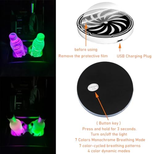 2Pcs LED Coaster Lights with 7 Color Variations