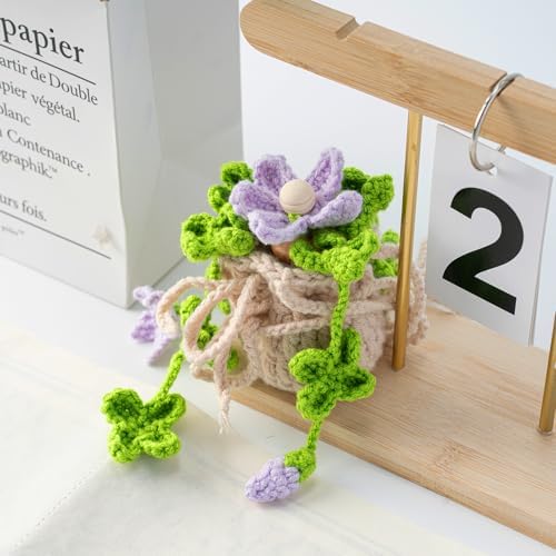 Purple Flowers Crochet Car Air Freshener