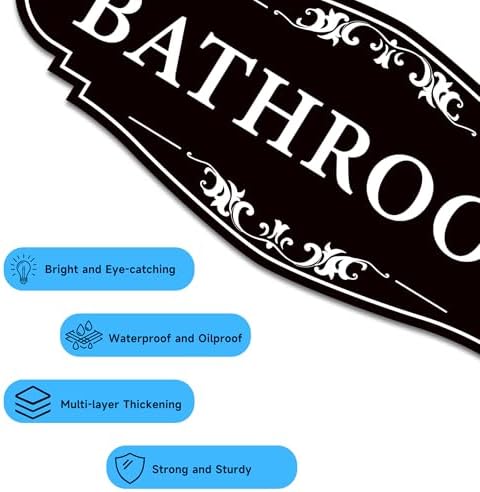 Bathroom Sign Sticker Black 10x45 Inches
