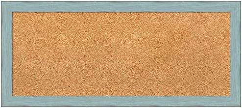 Amanti Art 14x32 Corkboard with Blue Wood Frame