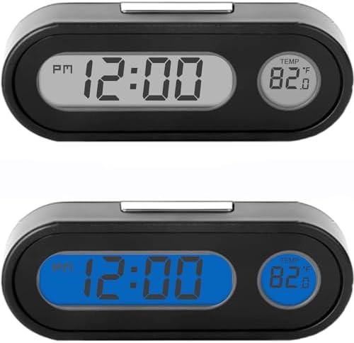 Fahrenheit Temperature Car Clock with Blue Backlight 2-in-1