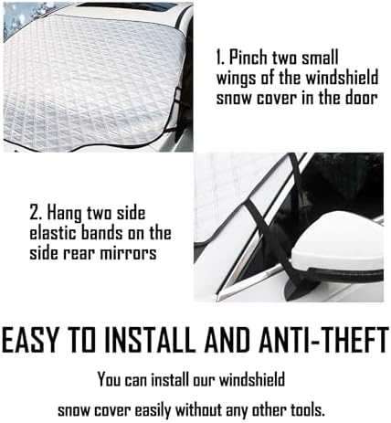 EXQUISLIFE 3-Layer Windshield Snow Cover for Cars and SUVs