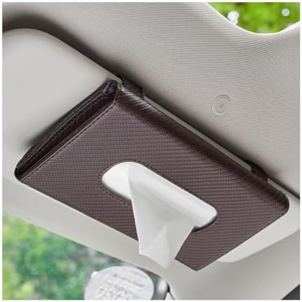 Car Tissue Holder with Leather Design and Memory Metal Clip