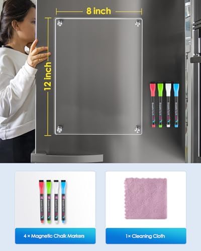 MaxGear 12x8 Clear Acrylic Magnetic Whiteboard for Fridge
