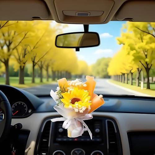 Yellow Mini Dried Flower Car Air Freshener Vent Clip