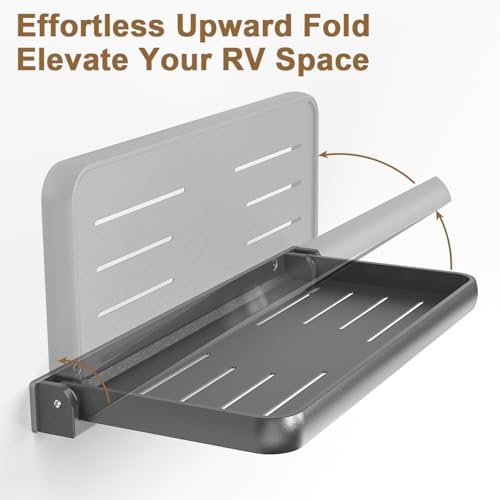 Safoner RV Aluminum Fold-Down Wall Shelf - Space-Saving Interior Organizer