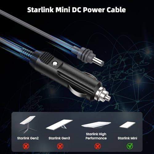 10FT Starlink Mini 12V Power Cable with Waterproof Adapter