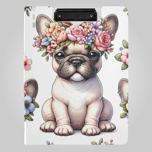 French Bulldog Flower Crown Clipboard A4 Size Waterproof Folder