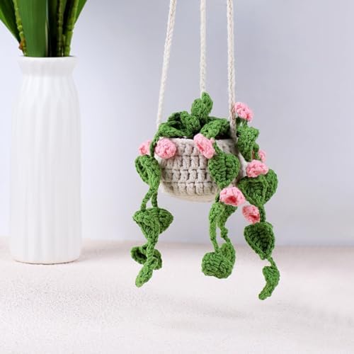 Handmade Knit Crochet Flower Car Mirror Ornament