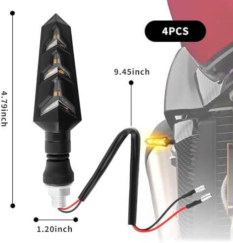 4PCS Motorcycle Turn Signal Kit with Amber LED Lights