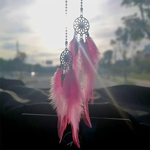 Dream Catcher Car Mirror Decor for Women Pink
