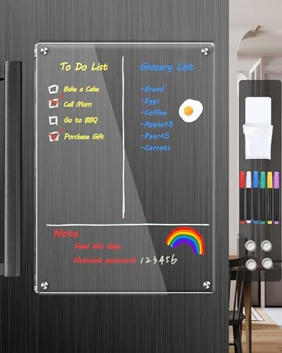 Clear Acrylic Magnetic Dry Erase Board for Fridge 12x8