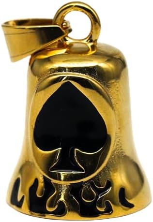 Gold Lucky Ace of Spades Biker Bell Keychain
