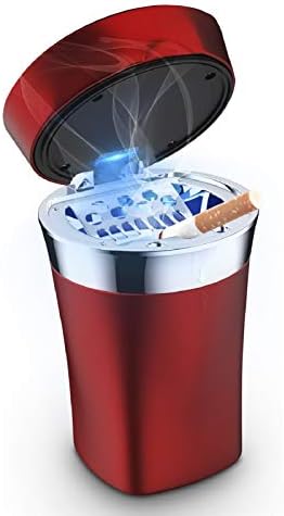 Car Ashtray with Detachable Lighter and Solar Power Red
