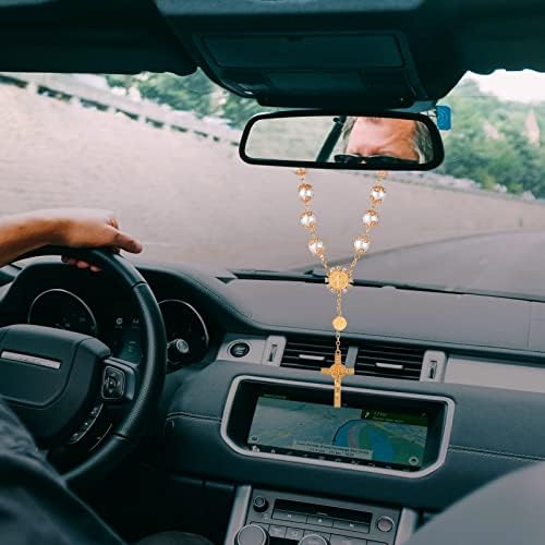 Cobee Car Rosary Set for Rearview Mirror Gold